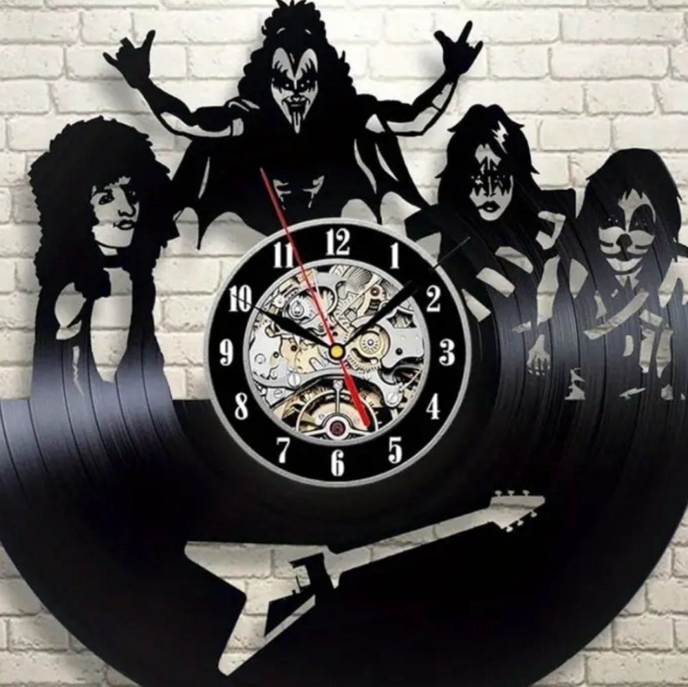 Retro vintage vinyl cut out wall clock